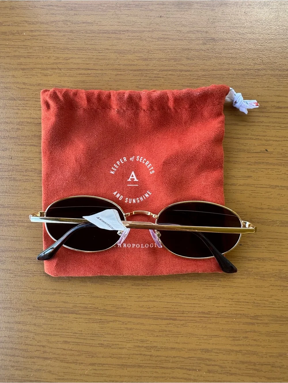 Anthropologie Gold Frame Brown Lens Oval Sunglasses